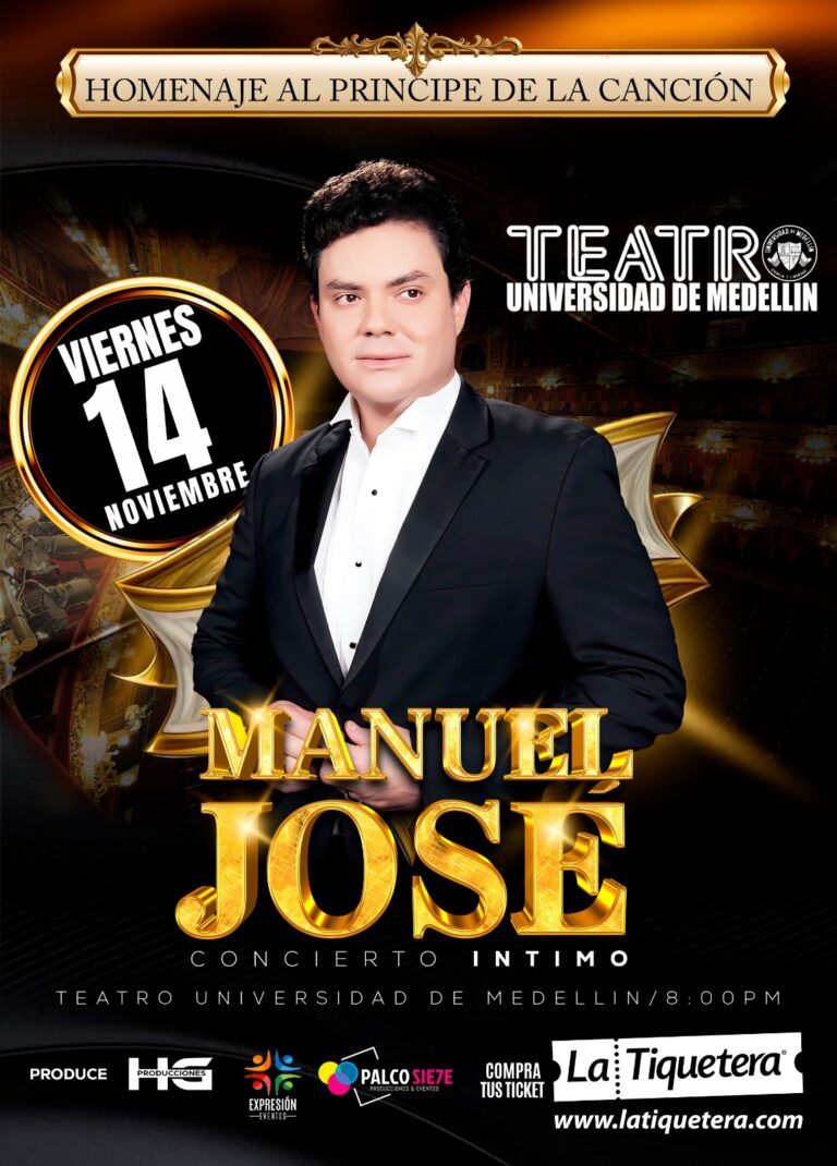 Manuel José regresa Al Teatro de la Universidad de Medellin con su concierto este 14 de Noviembre . 🎼 Una noche romántica para los amantes de la música
